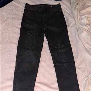 Black Ripped Distressed Next Level Stretch American Eagle Skinny Jeans - 00